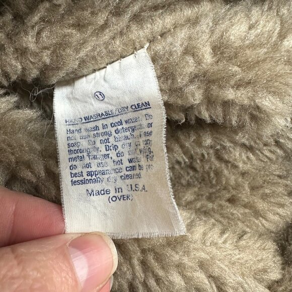 Vintage Bomber Jacket Coat Taupe Gray Westwind USA Size Large 80s Faux Shearling - Picture 5 of 10
